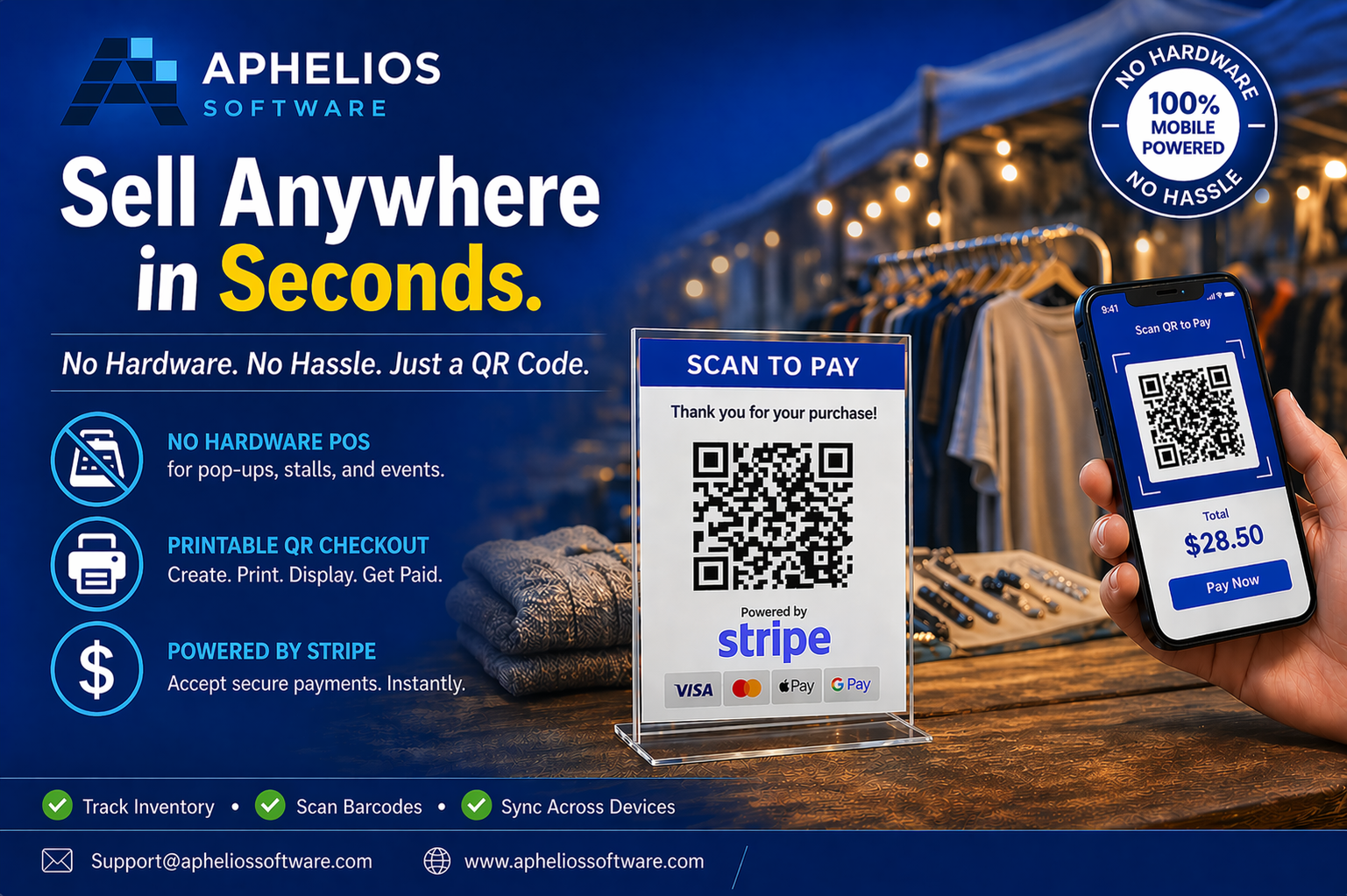 QR code payment example for UK small businesses showing a smartphone scanning a QR code at a retail checkout counter